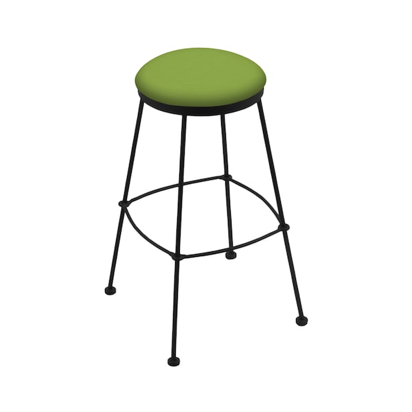 25" Stationary Counter Stool, Black Wrinkle, Canter Kiwi Green Seat